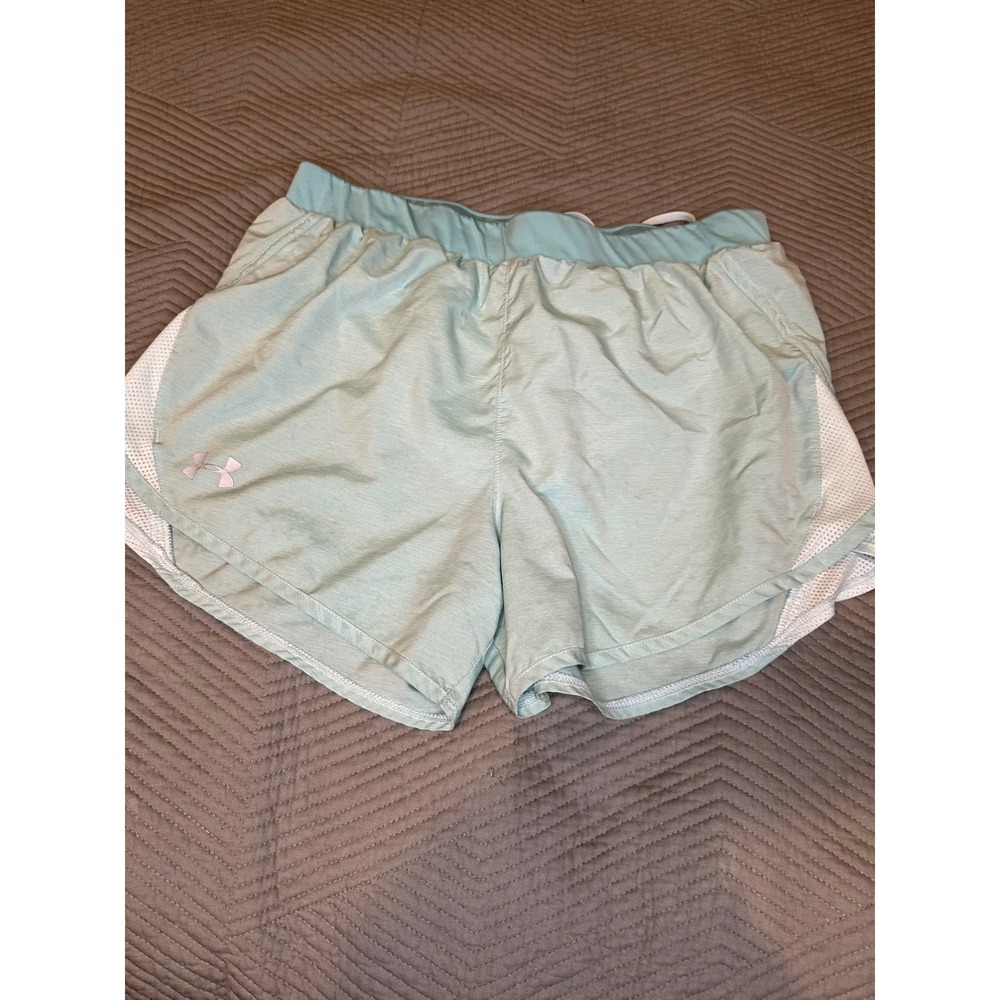 Under Armour Fly By Running Shorts Aqua Blue Mesh HeatGear Womens Medium